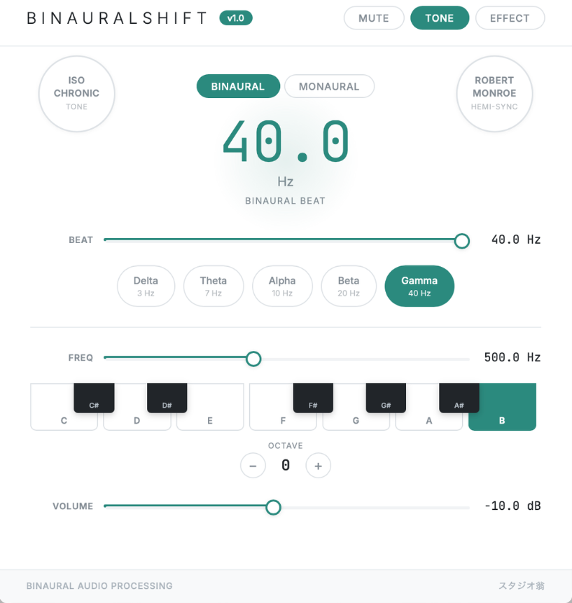 BinauralShift plugin interface